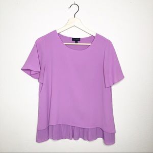 The Limited Lilac Peplum Pleated Blouse Small